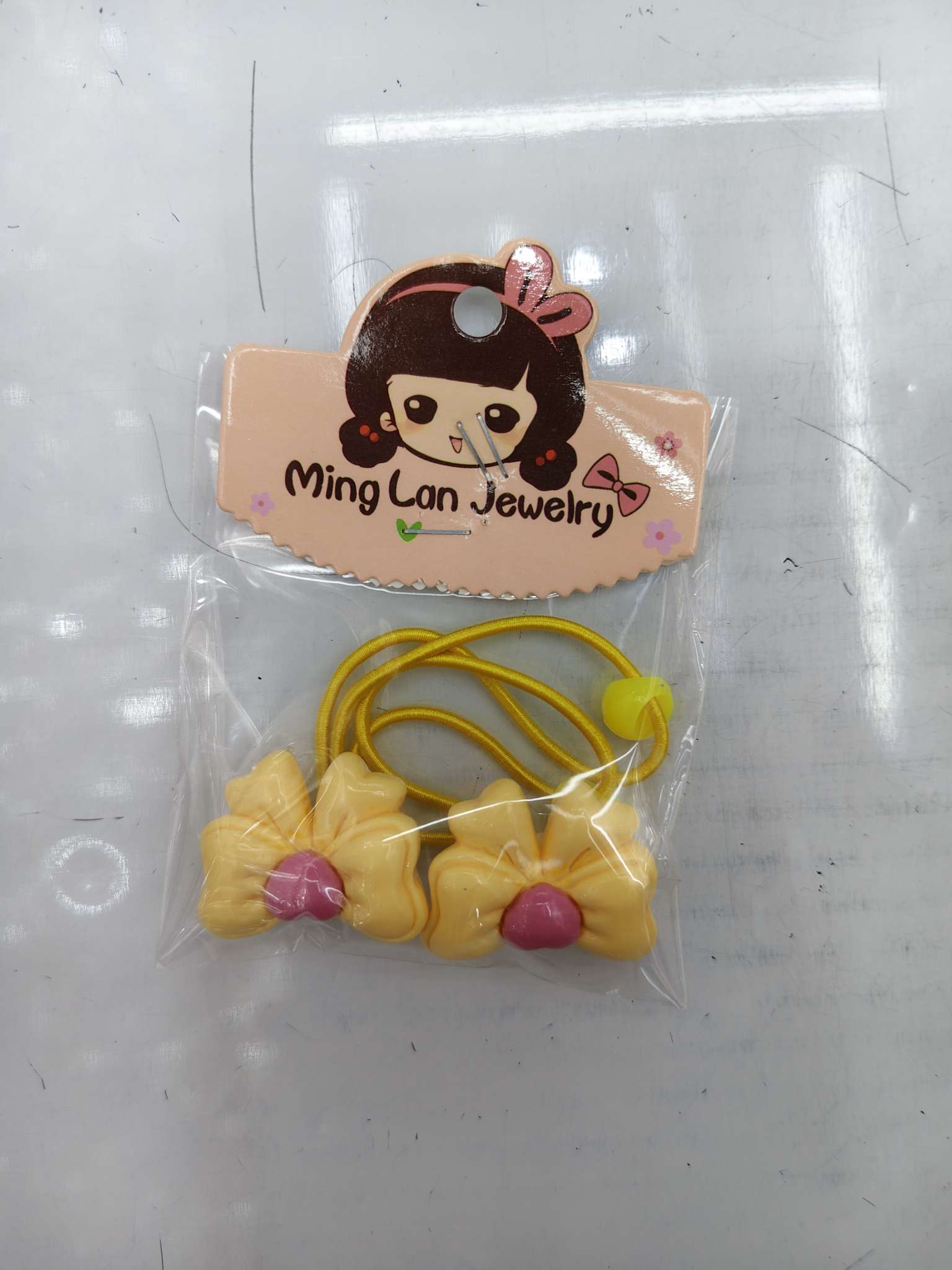 最近流行款式领结带着桃心皮筋茗兰饰品3007B详情图2