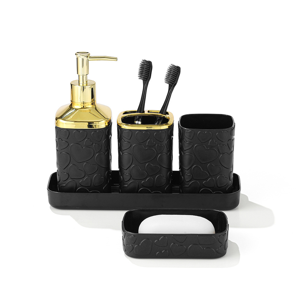 Modern and caring five-piece set for bathroom: lotion bottle, toothbrush cup set, and five light luxury bathroom toiletries Item Picture