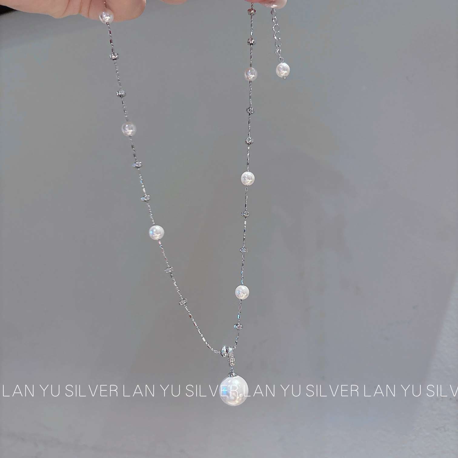 S925通体纯银淡水珍珠项链简约富贵百搭时尚首饰女韩版潮流装饰品细节图