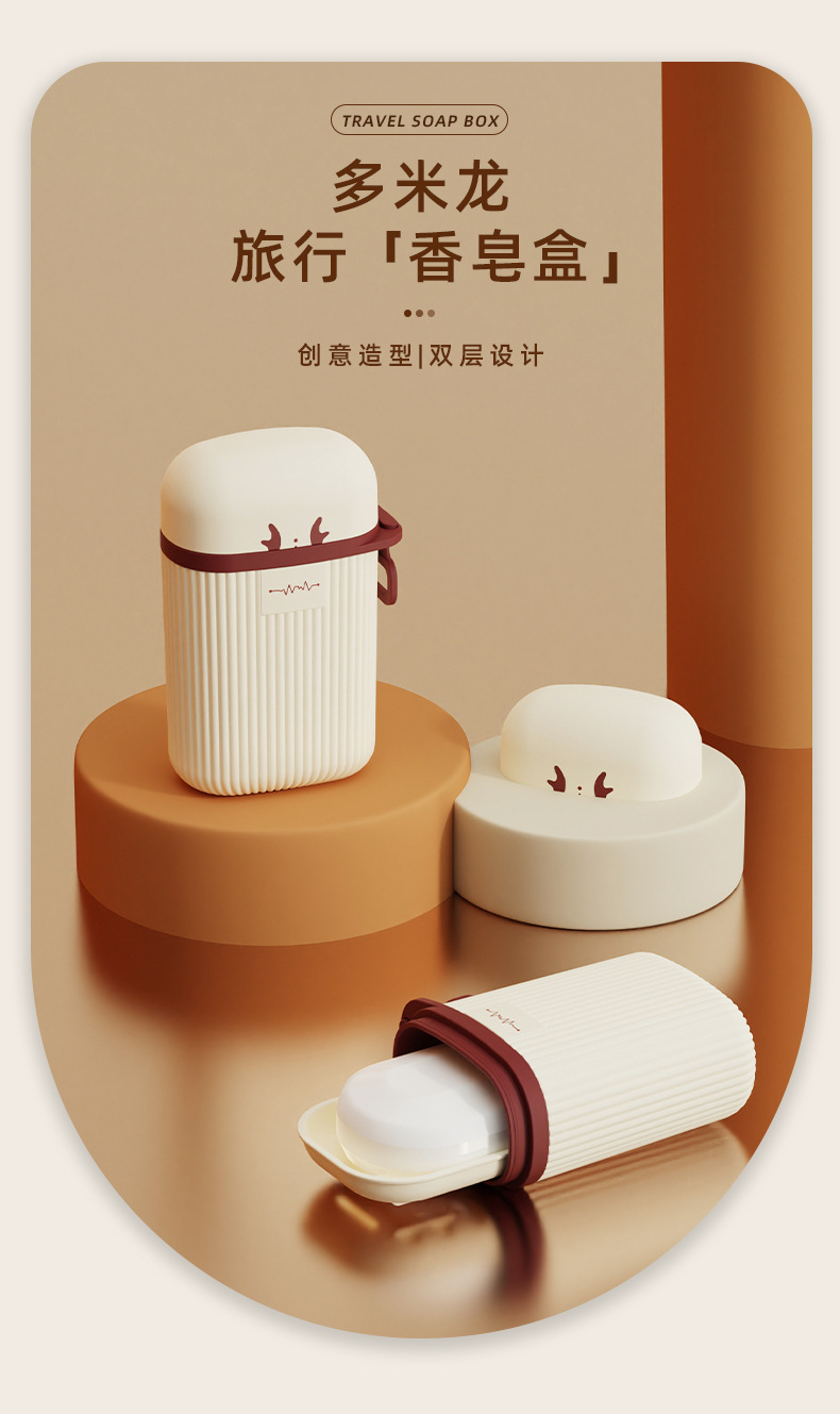 T54-TH-6212 New Domilon Travel Soap Box Double-layer Portable Soap box for business trips and travels detail image 1