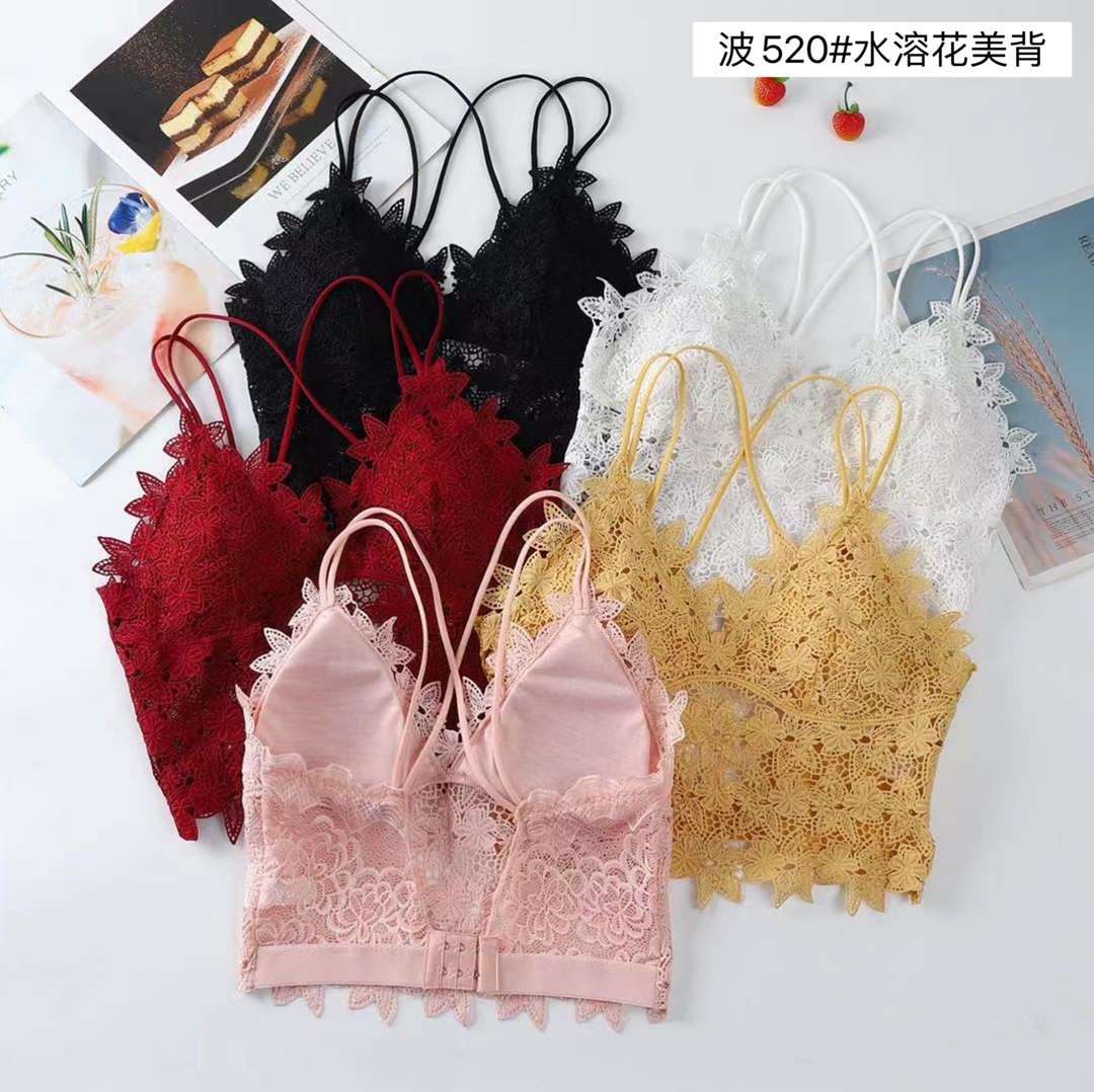 Halter top with chest pad water-soluble floral beauty back series Application Scenario