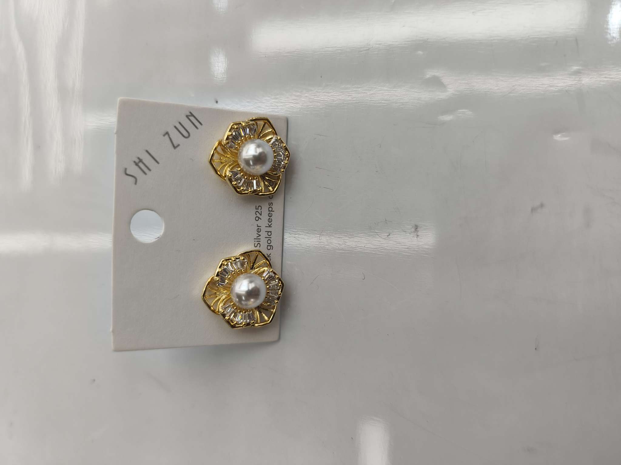 夏拉简约高级感金色花朵闪钻时尚百搭耳钉新娘耳饰晚宴日常OL耳环