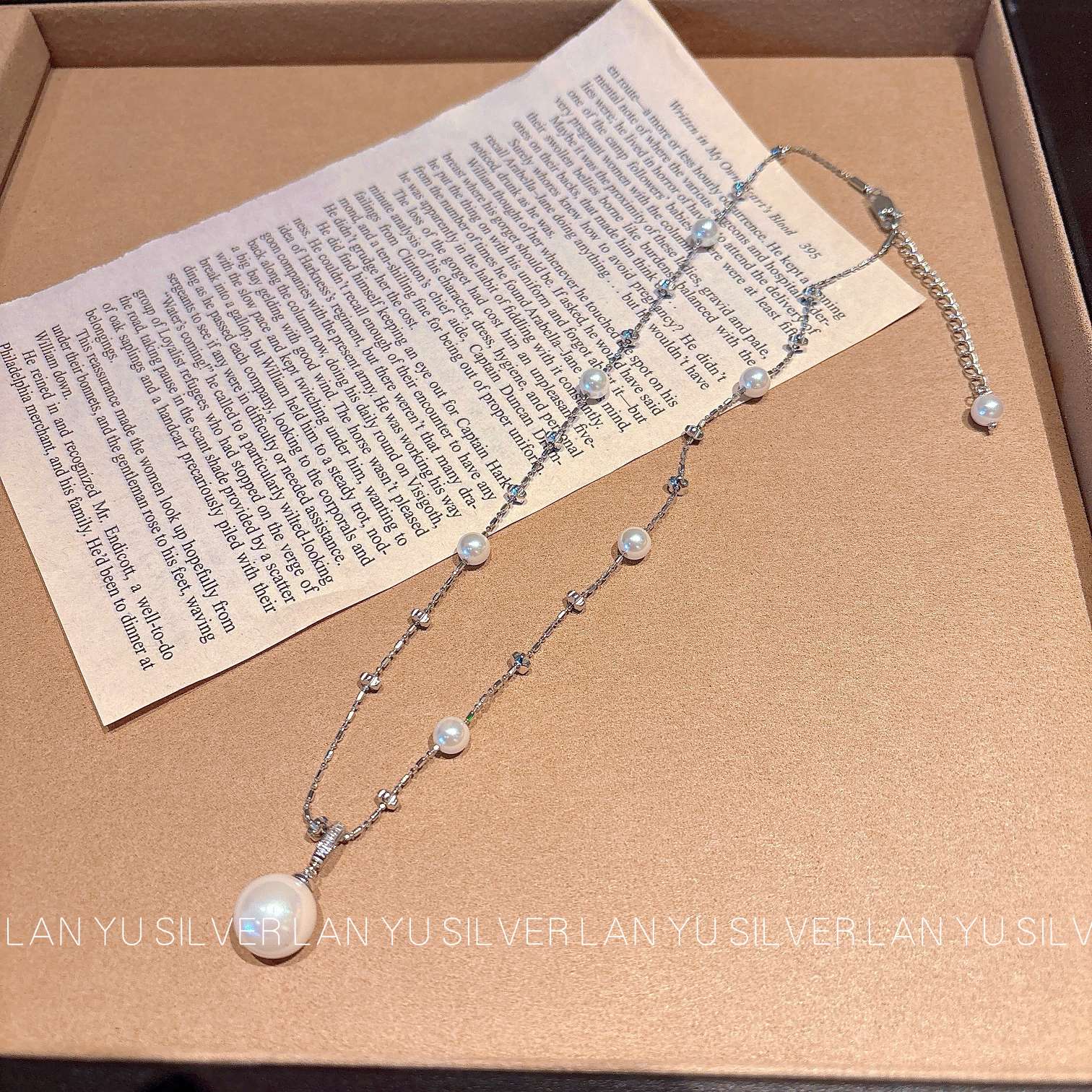 S925通体纯银淡水珍珠项链简约富贵百搭时尚首饰女韩版潮流装饰品图