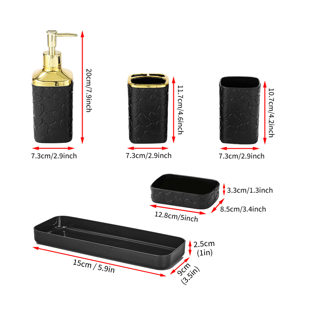 Modern and caring five-piece set for bathroom: lotion bottle, toothbrush cup set, and five light luxury bathroom toiletries details Picture