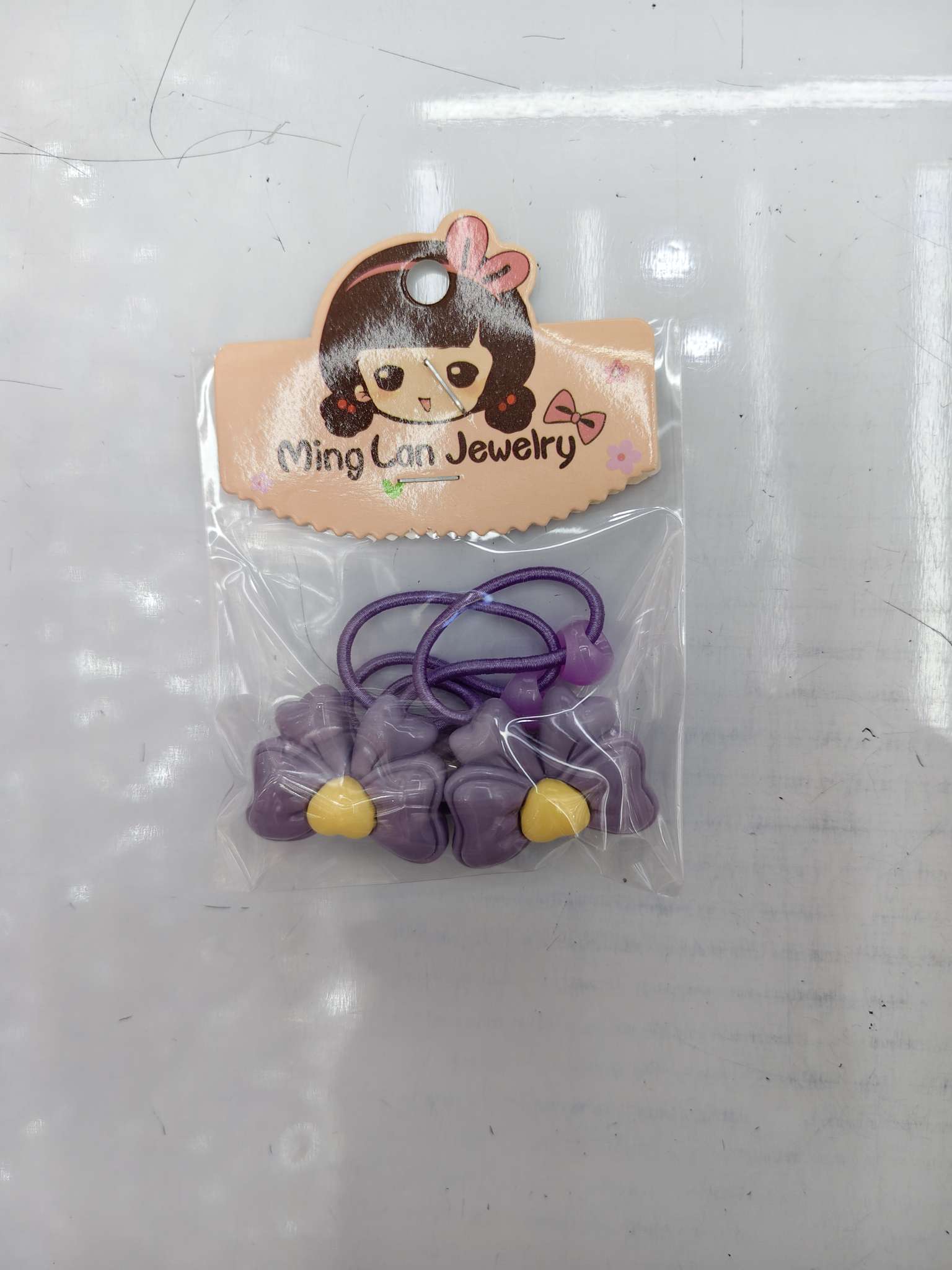 最近流行款式领结带着桃心皮筋茗兰饰品3007B详情图3