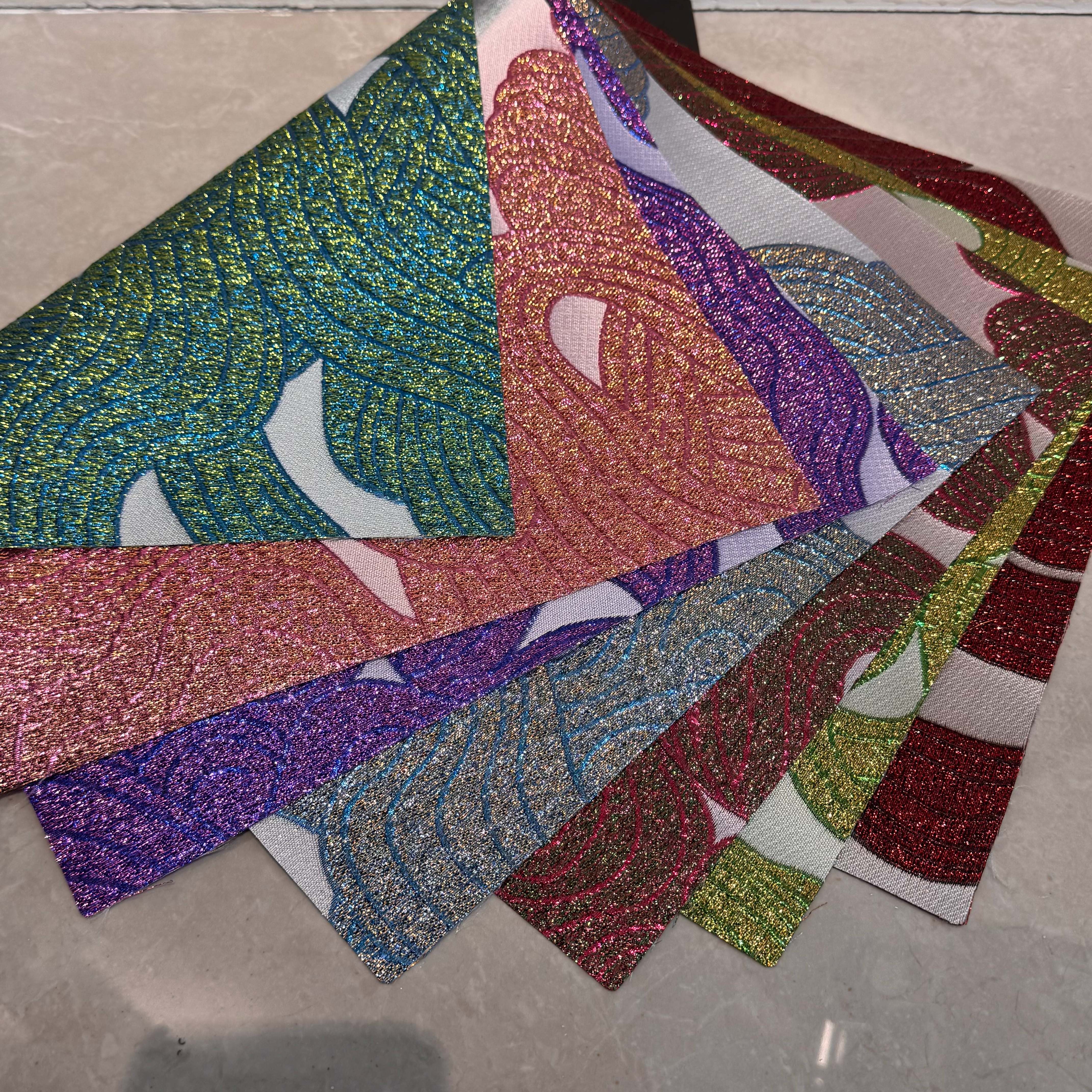 色织橙色玫瑰浮雕素雅提花面料 洛丽塔女装连衣裙礼服包服饰大波浪加密亮片丝绒面料欧美舞台服装礼服蕾丝绣花布详情1