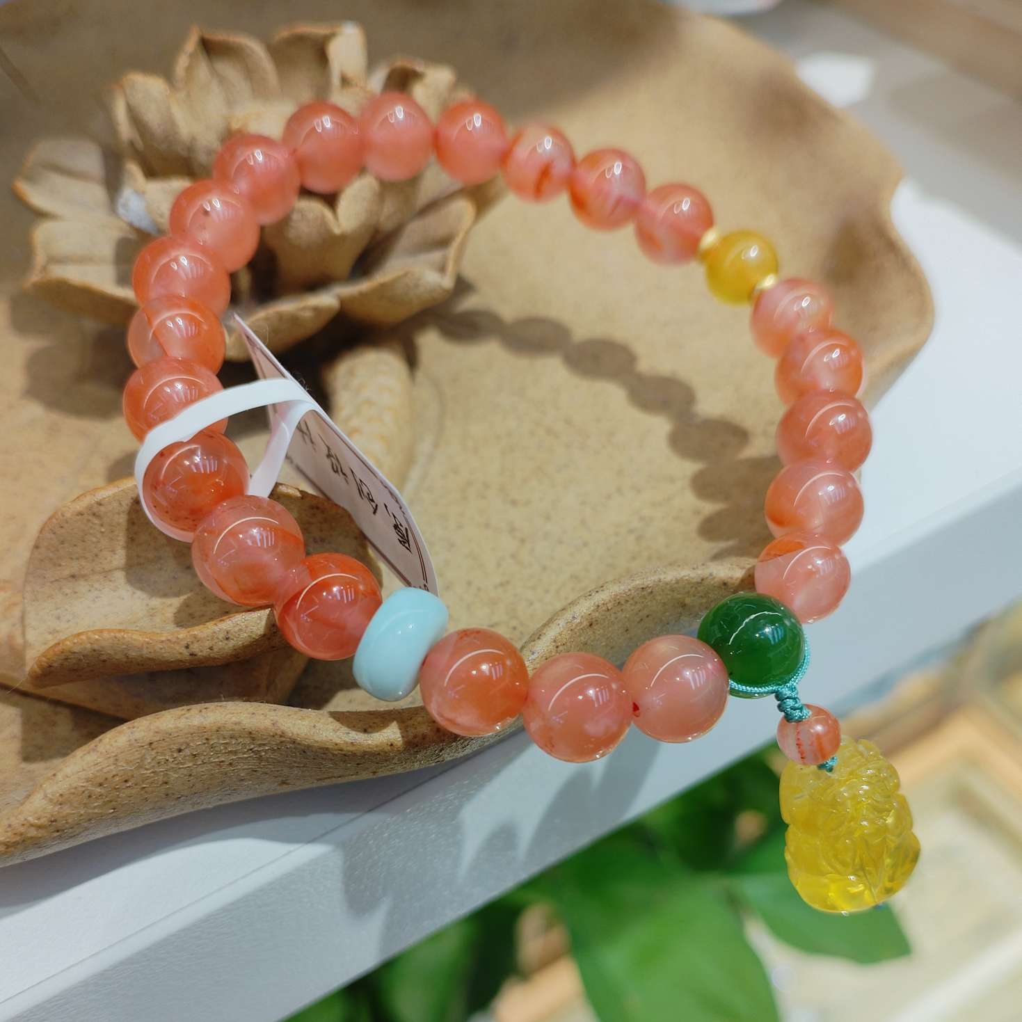 8mm natural crystal South red jade bracelet, amber, personalized original bracelet and jewelry, fashionable and versatile, simple and trendy gift for women Item Picture