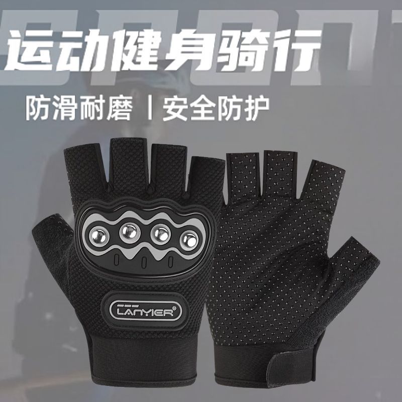Wholesale of men's cycling gloves with fleece for autumn and winter, outdoor windproof and anti-slip touch screen, full-finger gloves for motorcycles and driving details Picture