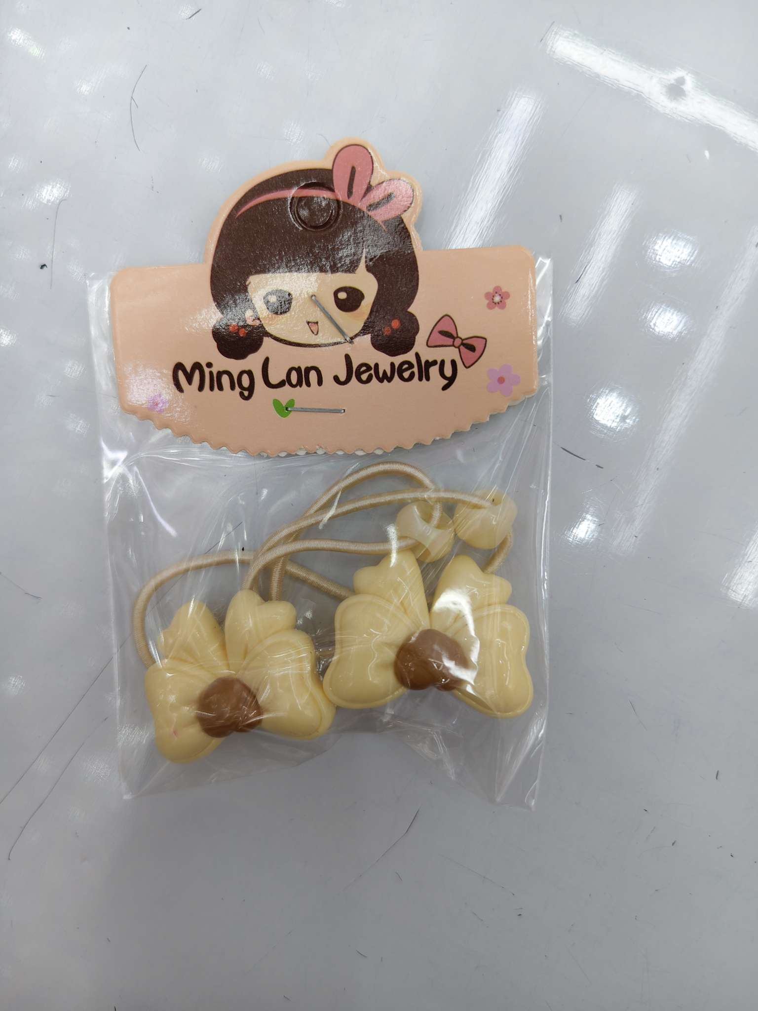 最近流行款式领结带着桃心皮筋茗兰饰品3007B详情图5