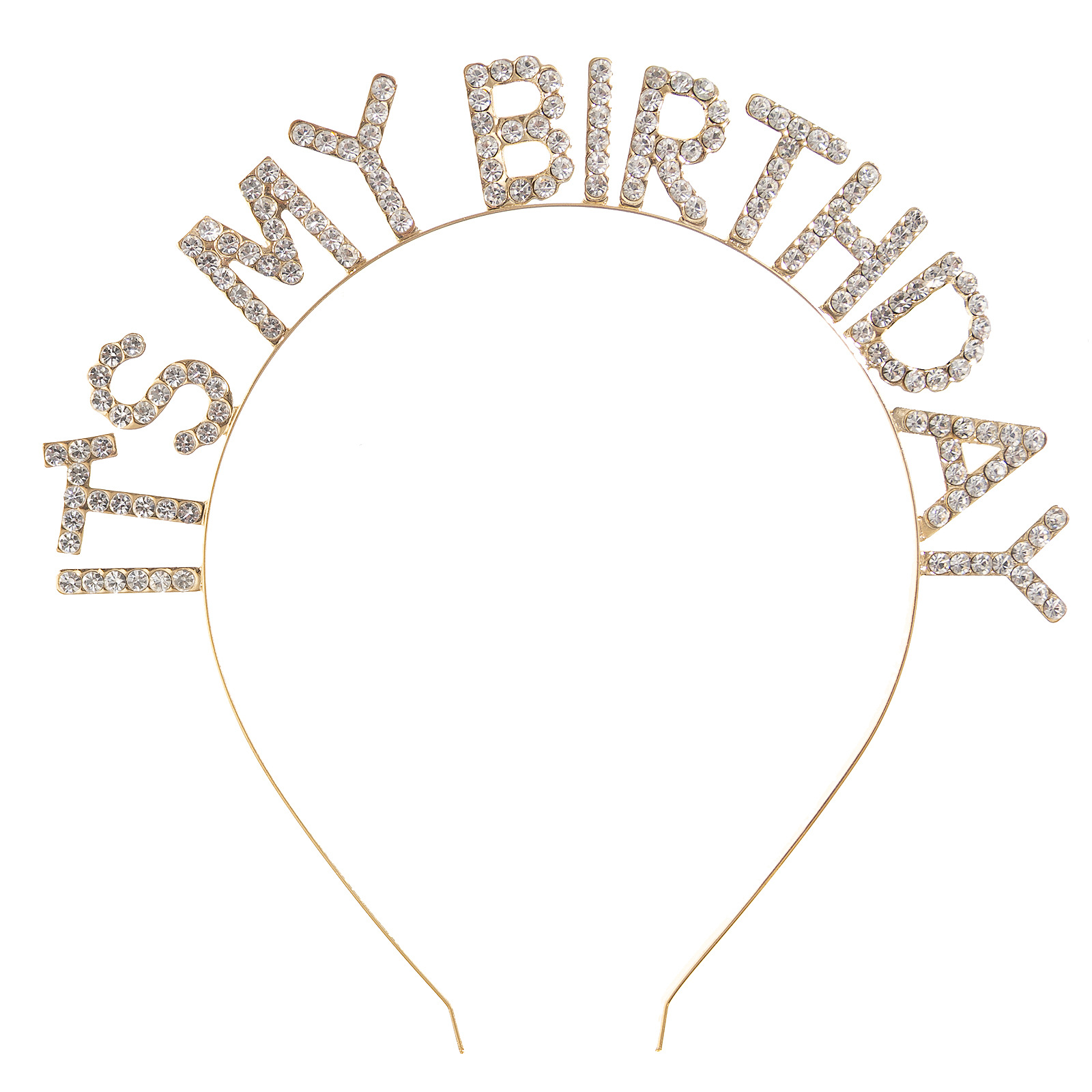 European and American cross-border English letter IT'S MY BIRTHDAY rhinestone birthday headband party shining headwear and colorful crystal hair clip wholesale supply Specification drawing