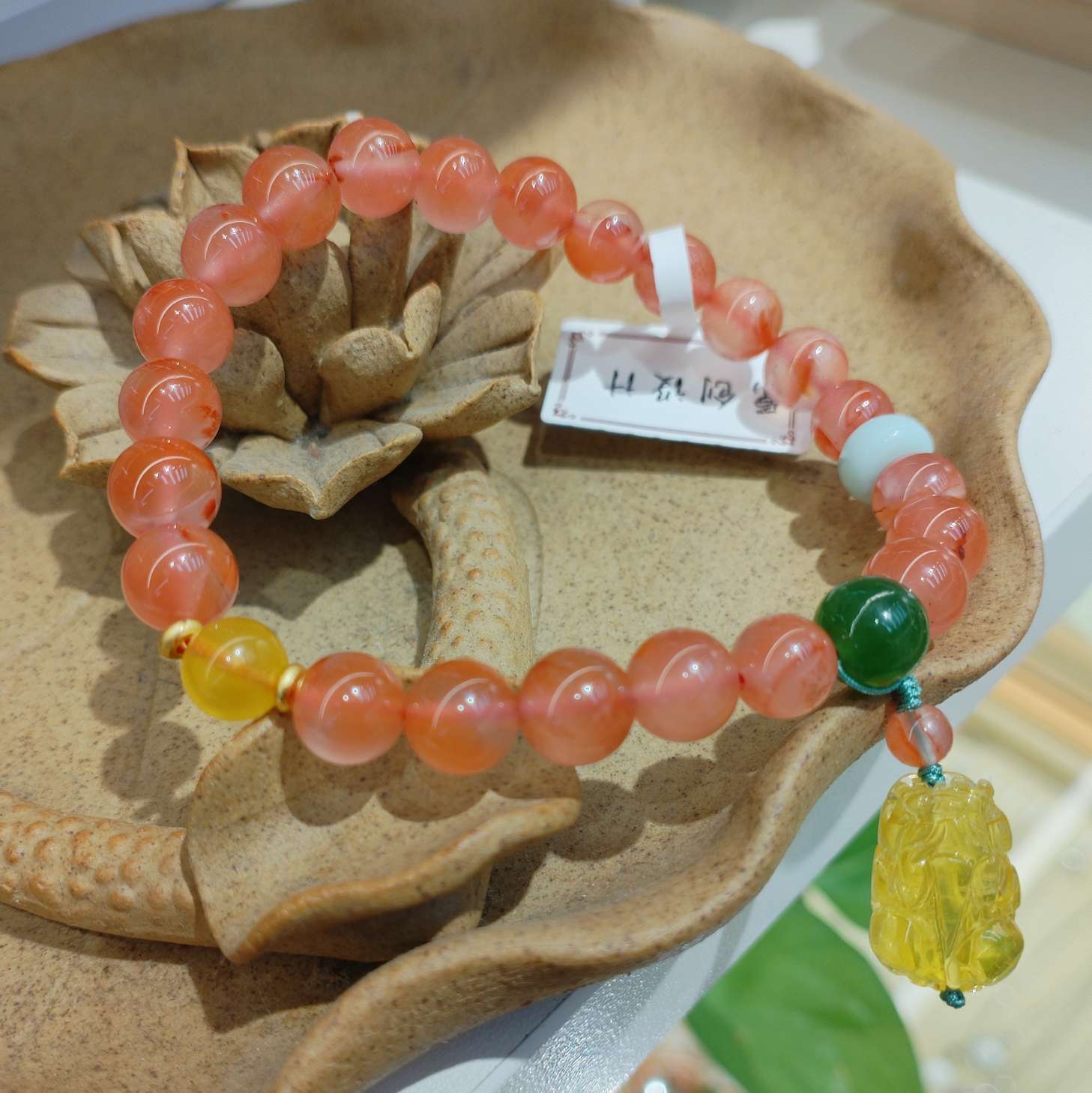 8mm natural crystal South red jade bracelet, amber, personalized original bracelet and jewelry, fashionable and versatile, simple and trendy gift for women detail image 3