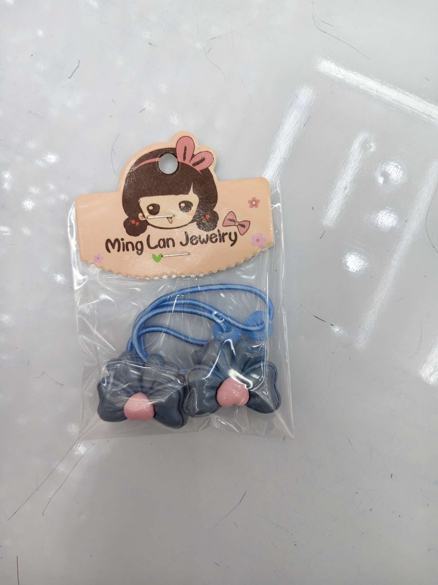 最近流行款式领结带着桃心皮筋茗兰饰品3007B详情图4