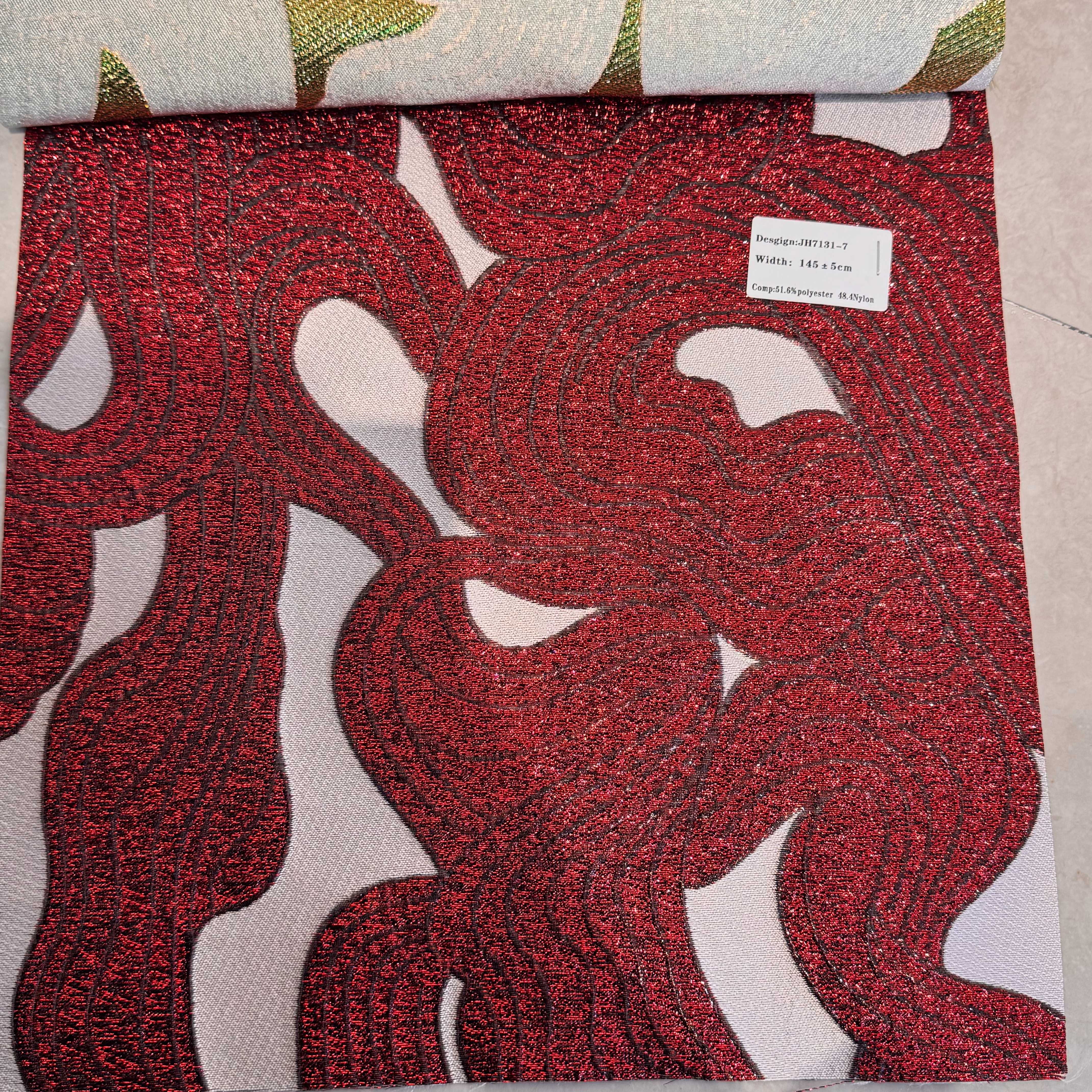色织橙色玫瑰浮雕素雅提花面料 洛丽塔女装连衣裙礼服包服饰大波浪加密亮片丝绒面料欧美舞台服装礼服蕾丝绣花布详情9