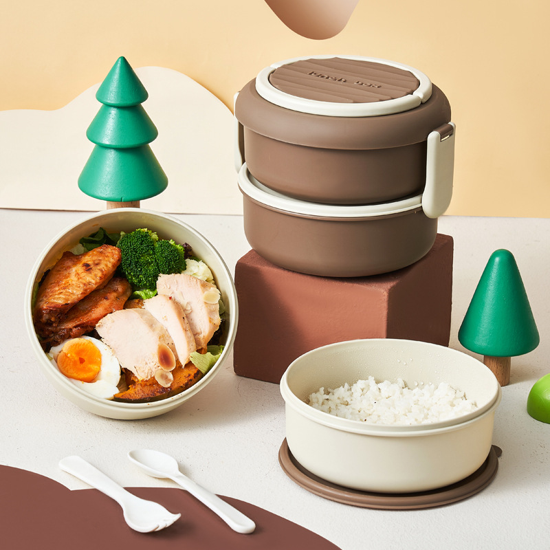 折叠分层便携餐盒 简约ins风大容量便当盒 可拆分上班族学生带饭饭盒详情2