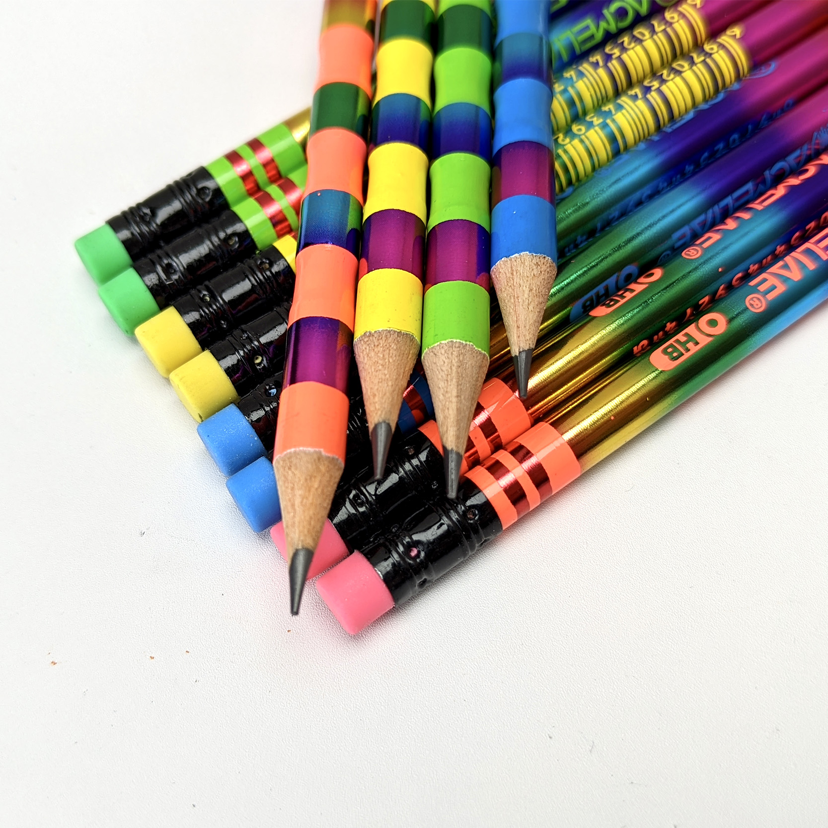 ACMELIAE P-6525 12pcs Bamboo HB Pencil Writing Pencil Specification drawing