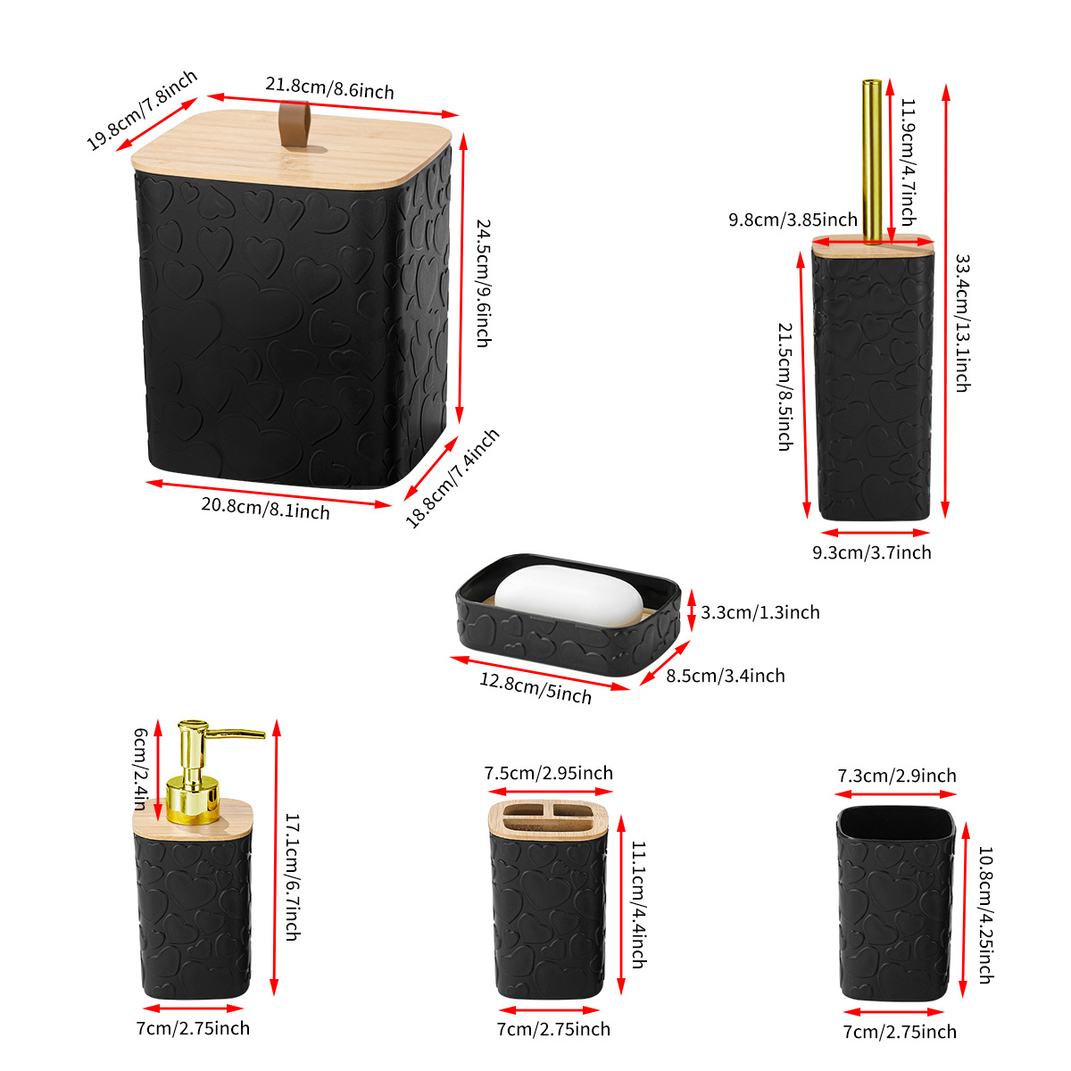 Foreign trade Love Relief Bathroom 6-piece set, bathroom 6-piece set, bathroom washbasin plastic set details Picture