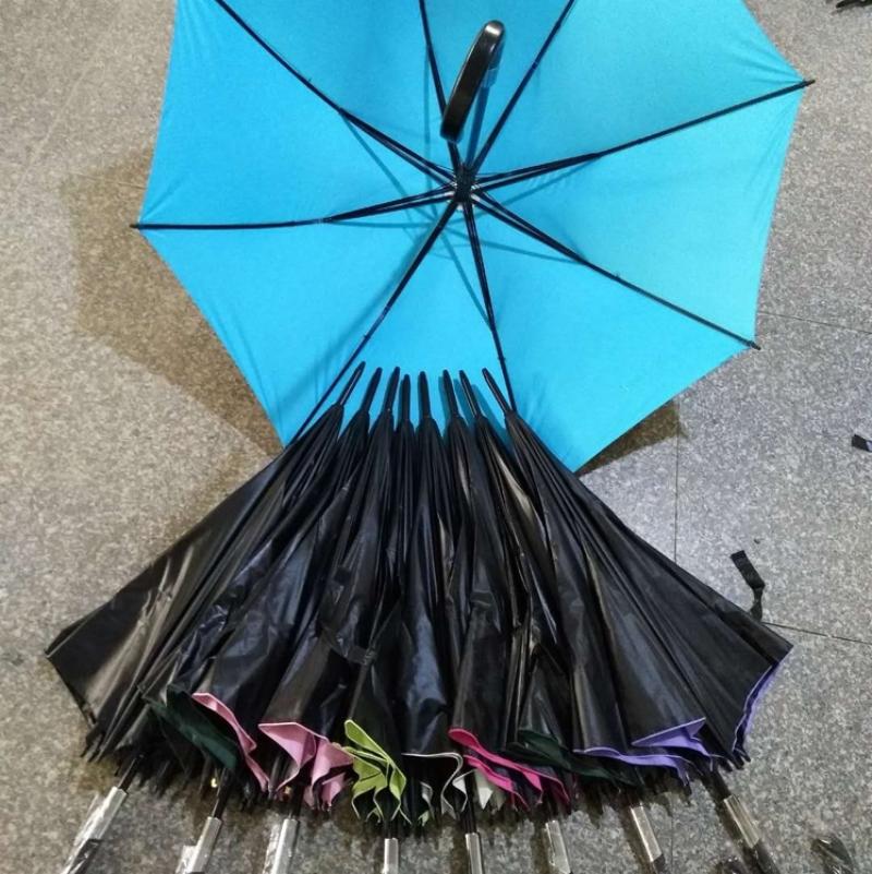 遮阳挡雨黑胶直杆伞拱形伞 黑胶伞晴雨伞长柄伞