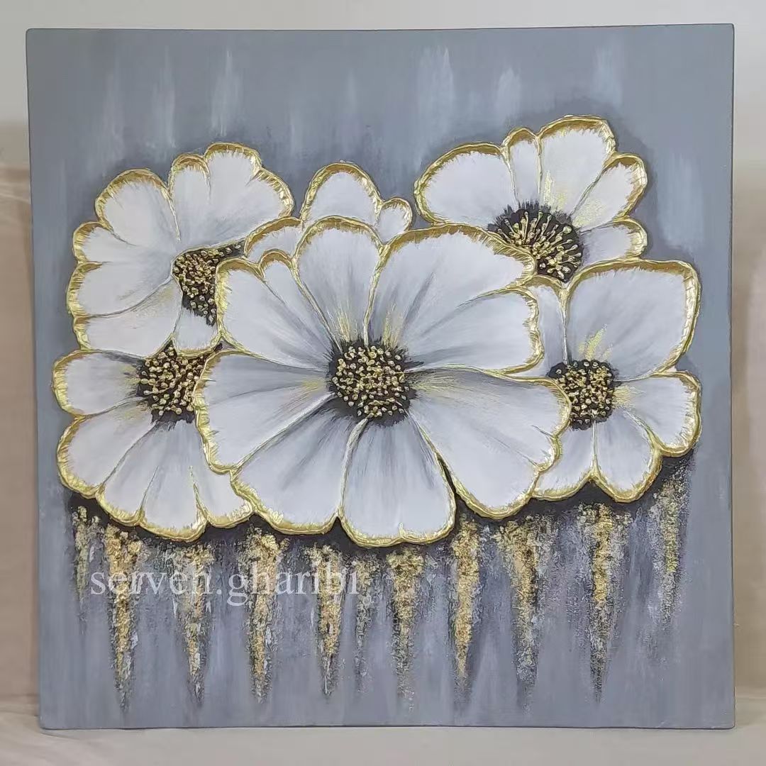 浮雕描金靠山图/手工马宋锦非遗/山水画/金属装饰画/油画白底实物图
