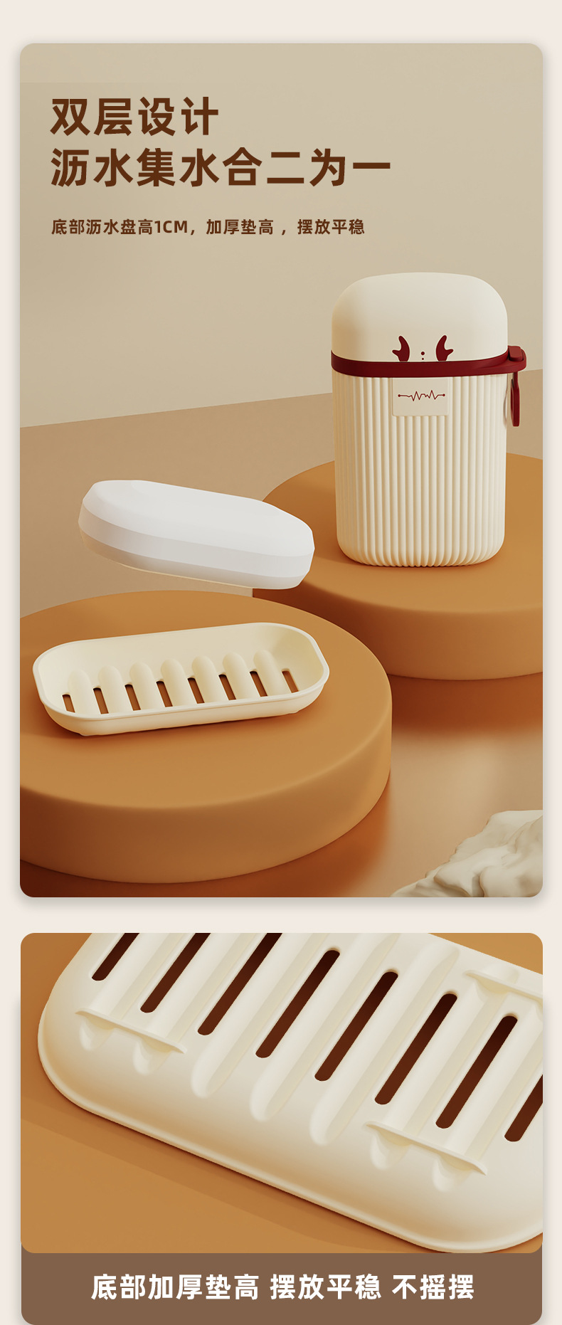 T54-TH-6212 New Domilon Travel Soap Box Double-layer Portable Soap box for business trips and travels detail image 5