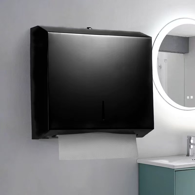 Wall-mounted hand towel box, stainless steel hotel, household, kitchen tissue box, bathroom, non-punching hand towel holder, large-capacity metal tissue box, tissue box, toilet paper, tissue box details Picture