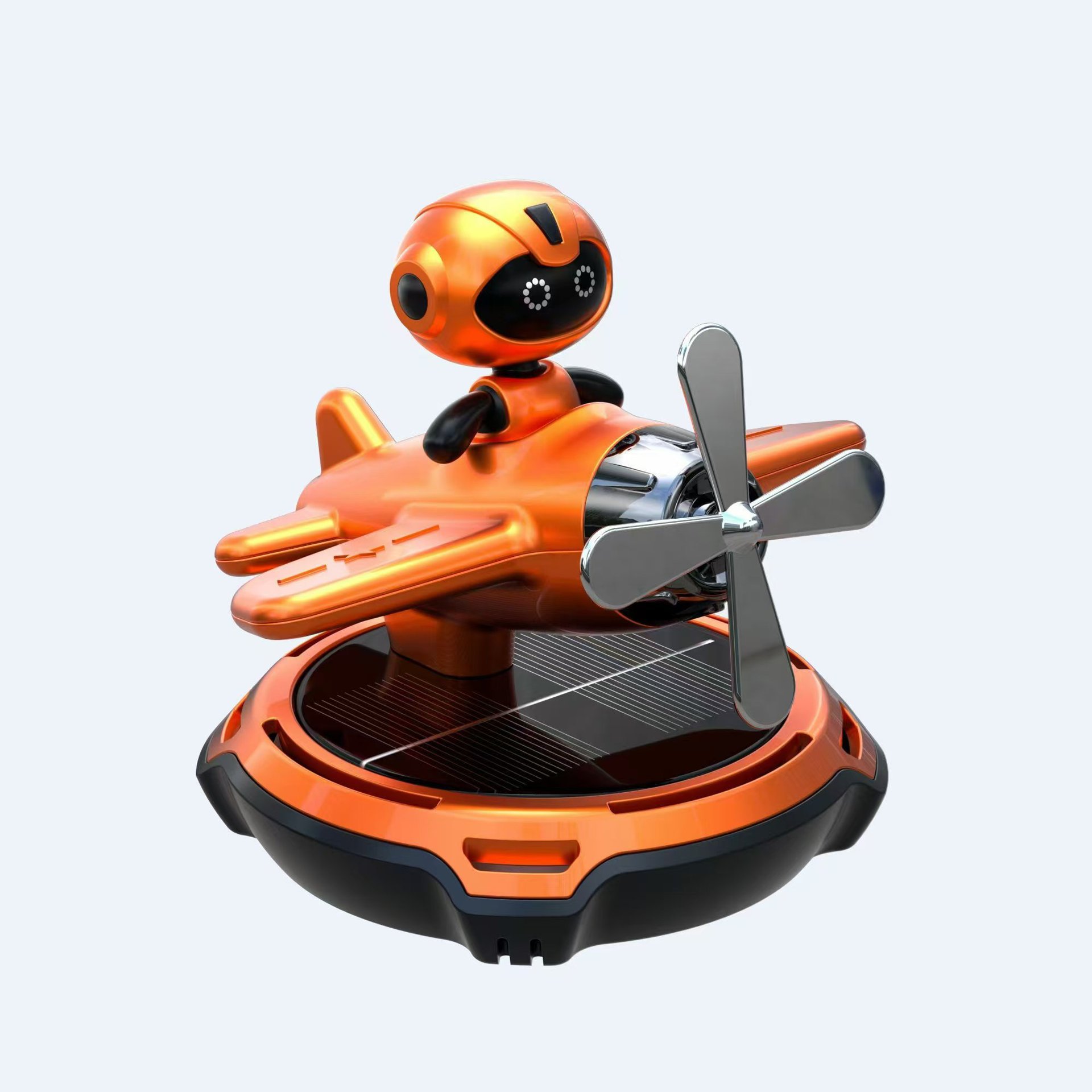 车载太阳能旋转飞行员音乐达人香薰摆件