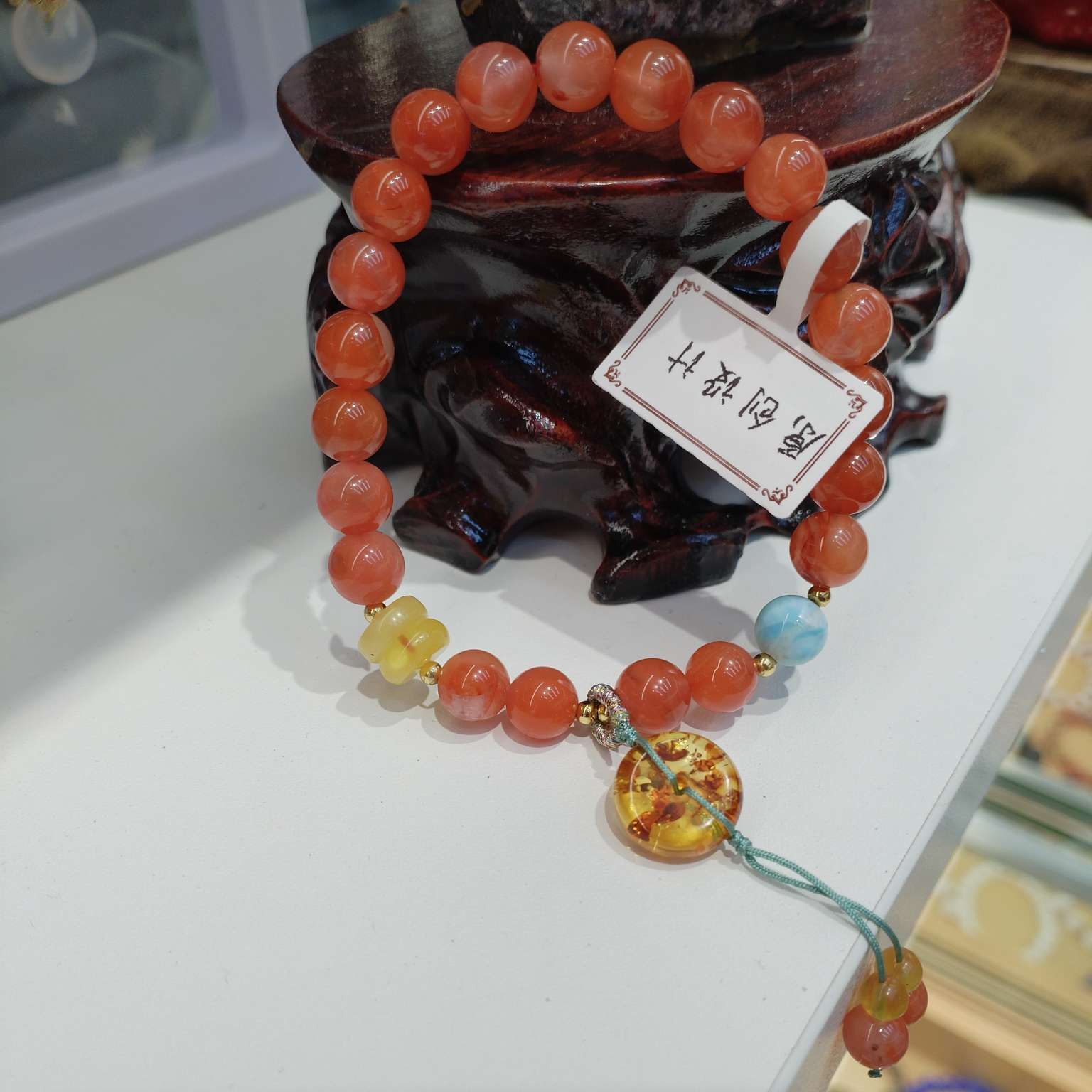 8mm Fashion Light Natural South Red bracelet, fashionable jewelry for women, original Korean version, simple and versatile accessory gift details Picture