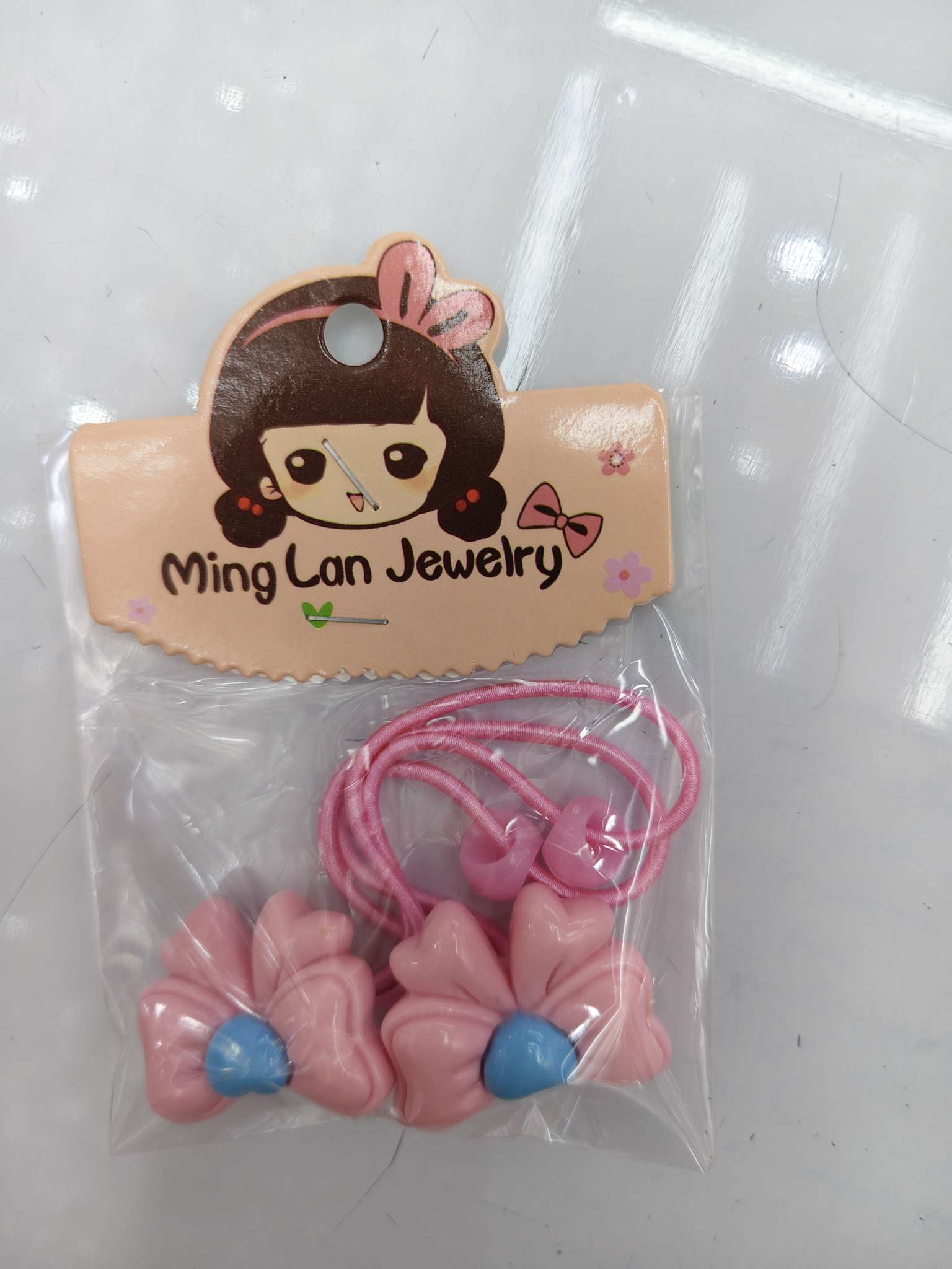 最近流行款式领结带着桃心皮筋茗兰饰品3007B详情图6