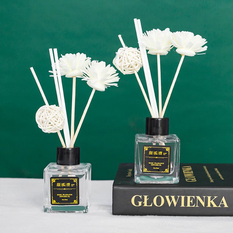 50ml四方瓶无火藤条香薰｜花卉氛围香氛 · 长效扩香｜卧室客厅浴室皆可的空气清新香水香薰香薰
