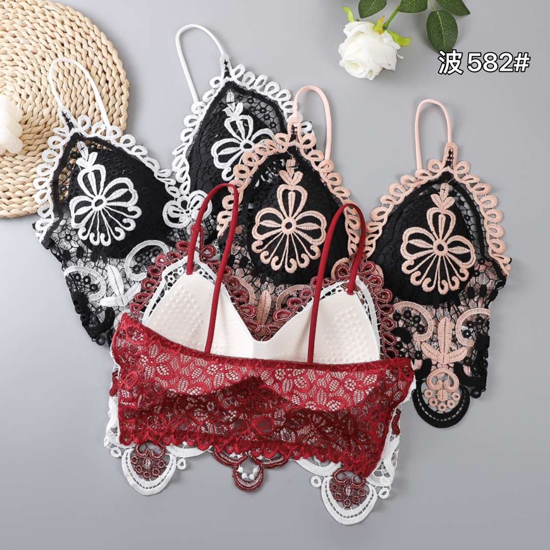 A new sexy water-soluble floral lace backrest with a halter top and chest pad undefined