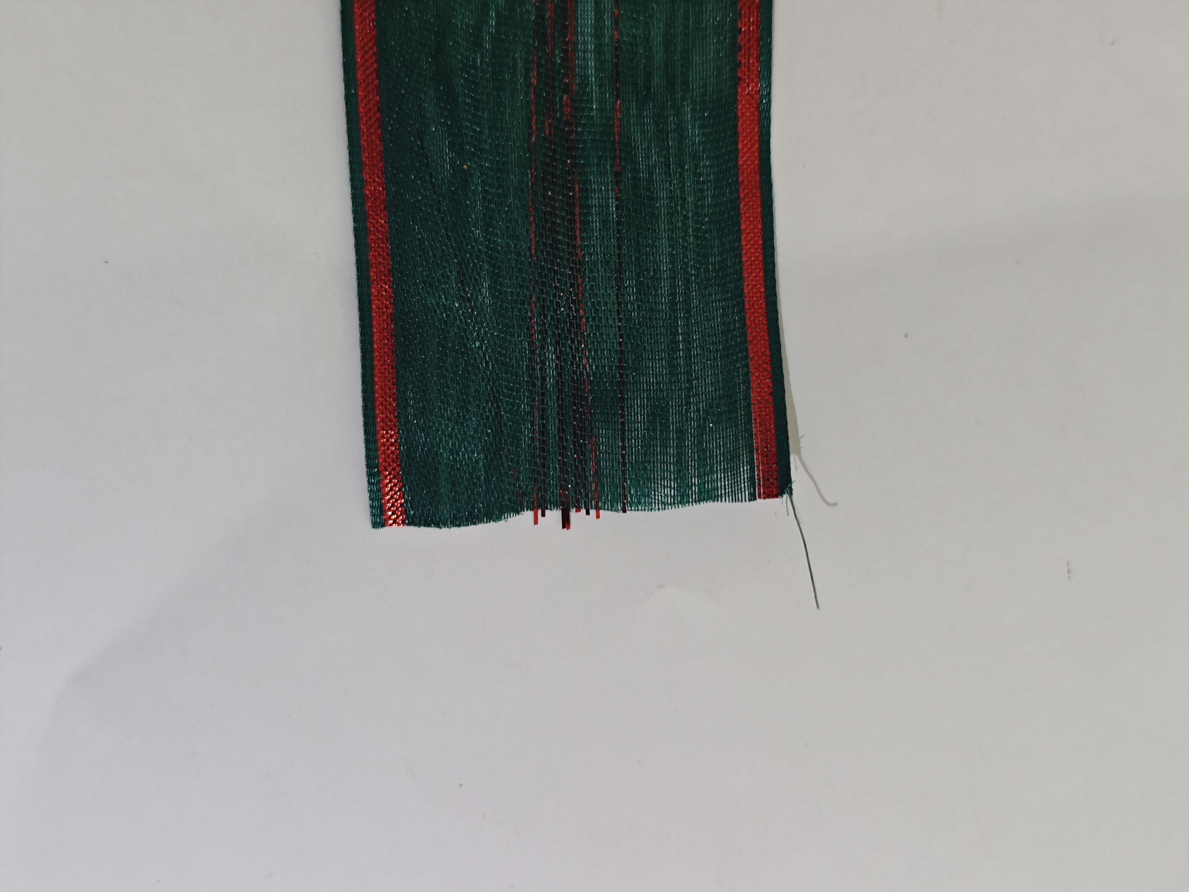 Item No. : 1277 Christmas Gift Packaging Decoration DIY Double-layer Red stripe Red onion green edge # Dark green Iron Christmas Ribbon 3.8cm Specification image