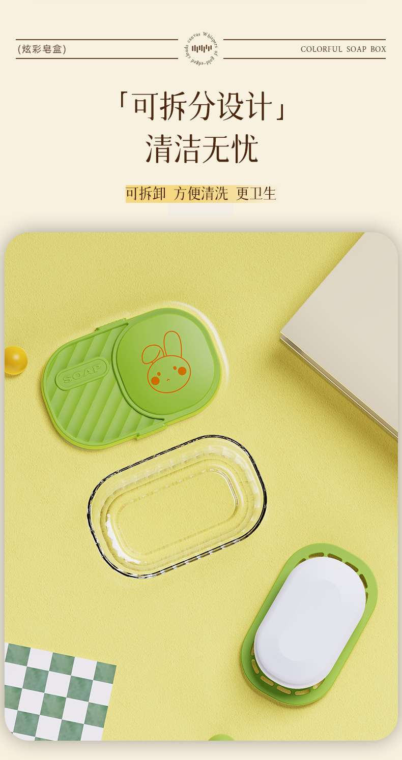 T54-TH-8071 Dopamine Double-layer Soap tray with lid, draining soap tray, Laundry soap dish detail image 5