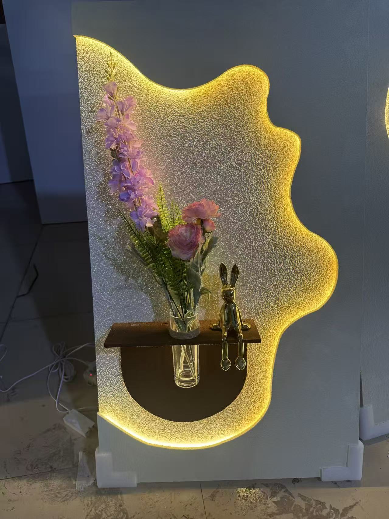 玄关装饰画水培绿植奶油风客厅立体挂画新款可养花砂岩壁灯画花瓶，装饰画，灯画