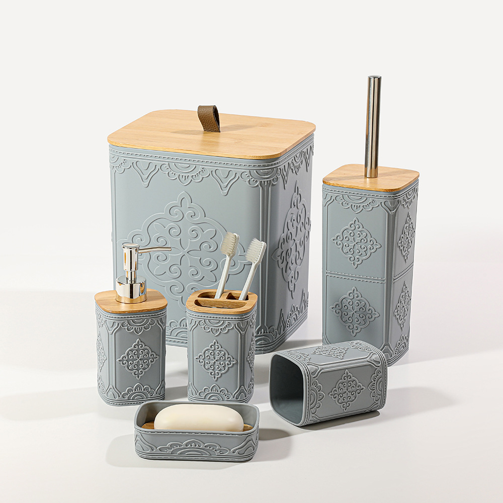 YUFEI Cross-border Middle East and Central Asia Arab-style Relief Bathroom and washbasin 6-piece Set, Hotel and Homestay Bathroom 6-piece Set Application Scenario