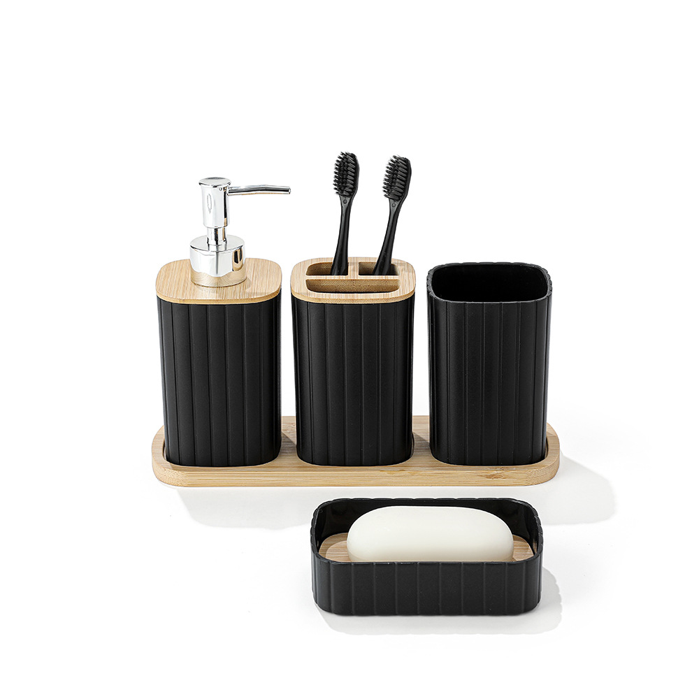 Hotel and homestay plastic bamboo and wood cleaning cups, toiletries, toothbrushes, tools, bathroom sets, hydraulic bathrooms, household use Item Picture