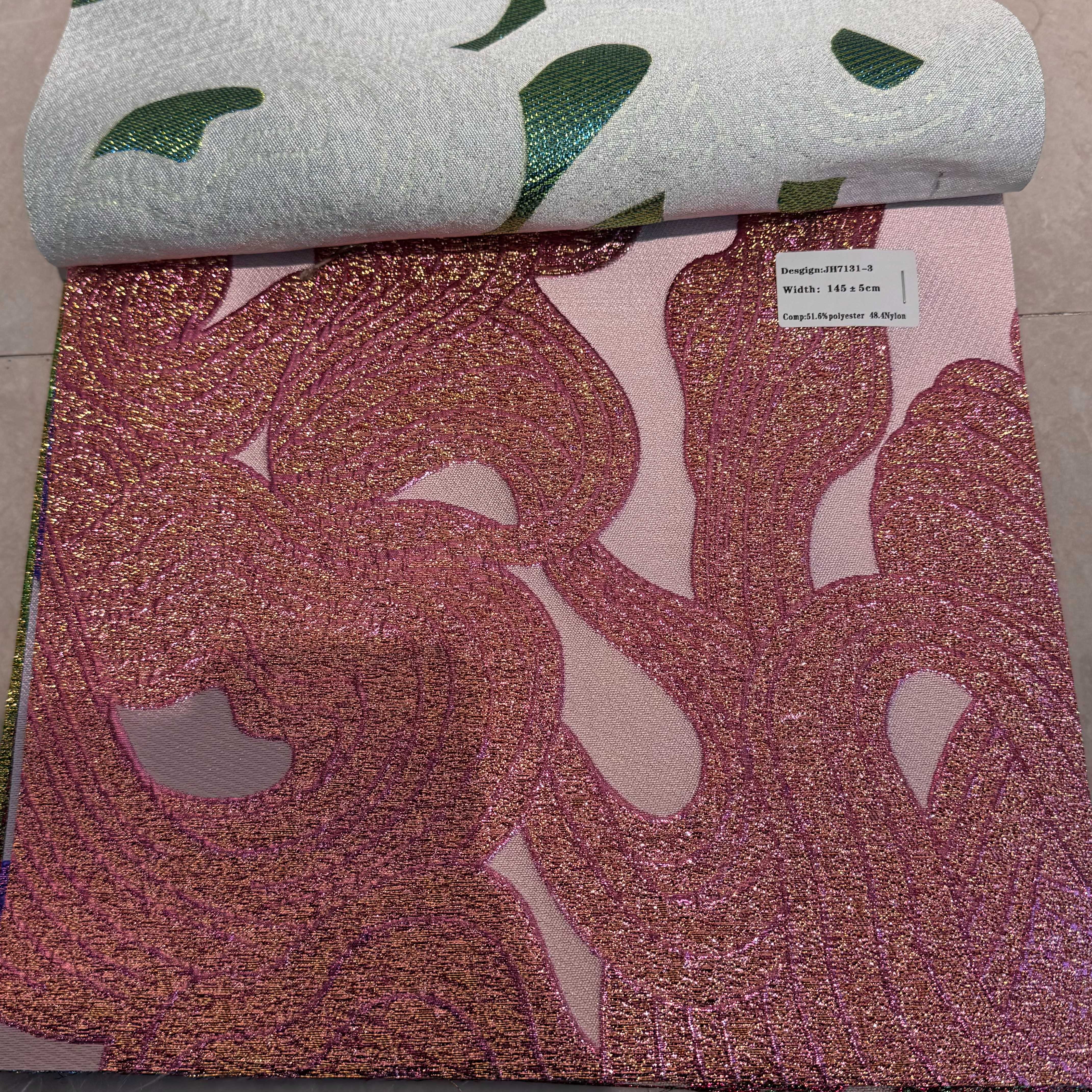 色织橙色玫瑰浮雕素雅提花面料 洛丽塔女装连衣裙礼服包服饰大波浪加密亮片丝绒面料欧美舞台服装礼服蕾丝绣花布详情4