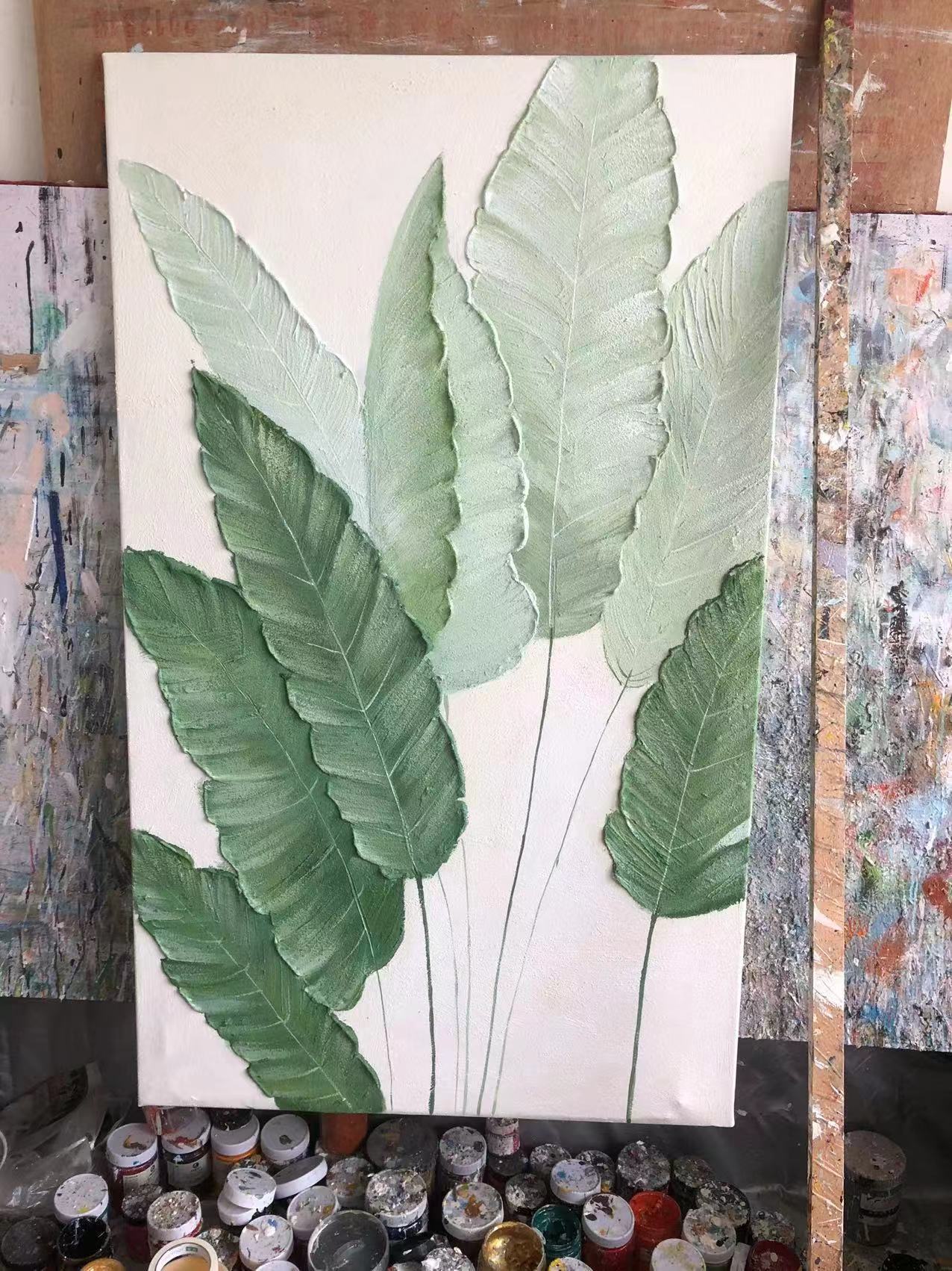 浮雕描金靠山图/手工马宋锦非遗/山水画/金属装饰画/油画细节图
