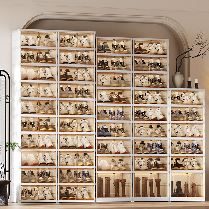 Shenghong Home Furnishing's Widened, Non-Installation, Movable Shoe Cabinet, Plastic Storage, Shoe Rack, Multi-Layer Foldable At The Door, Space-Saving, Cross-Border Export Shoe Box Application Scenario
