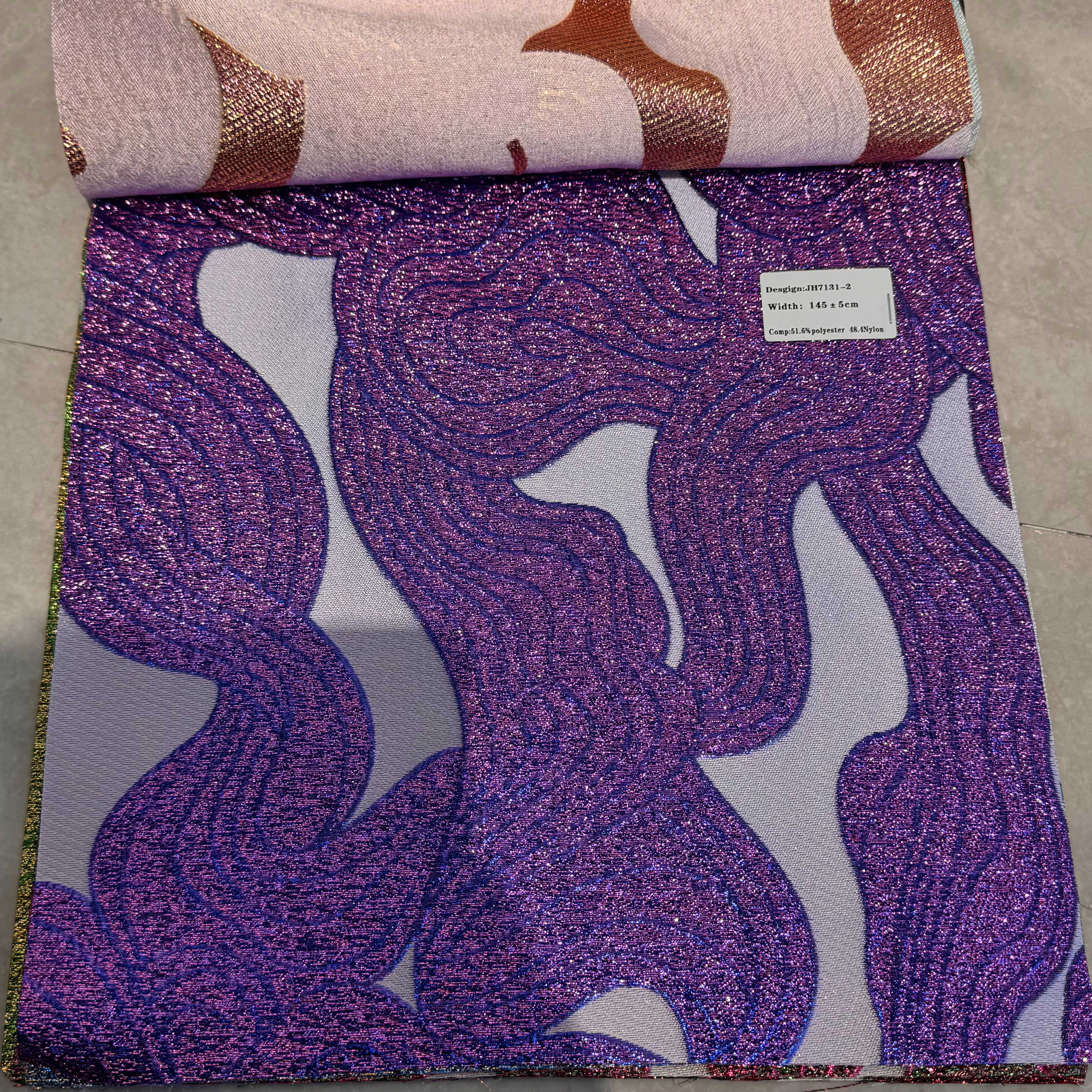 色织橙色玫瑰浮雕素雅提花面料 洛丽塔女装连衣裙礼服包服饰大波浪加密亮片丝绒面料欧美舞台服装礼服蕾丝绣花布详情5