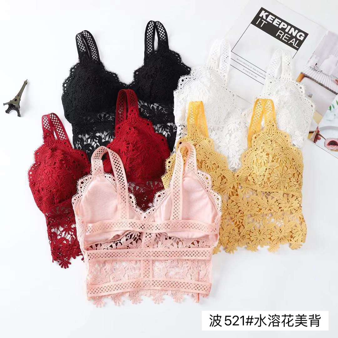 French lace halter top with chest pads Specification drawing