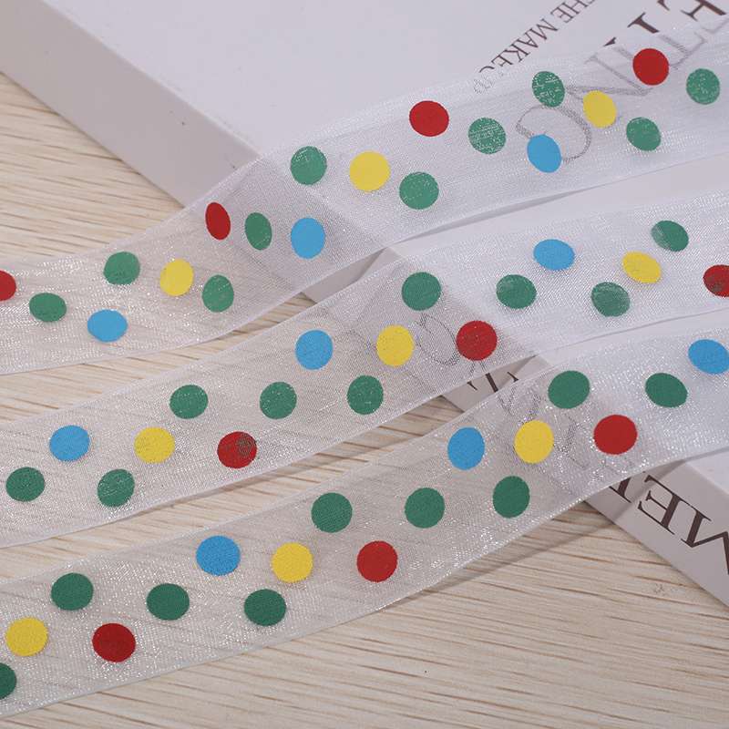 2.5 cm Hansha printed dot ribbon gift packaging clothing headwear accessories 25 yards per roll Specification image