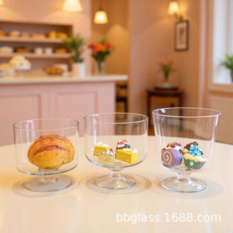 BBGLASS保北玻璃 创意玻璃烛台 现代简约蛋糕冰激凌碗 水果盘 人工吹制玻璃花瓶 宴会婚庆家居装饰摆件 详情5