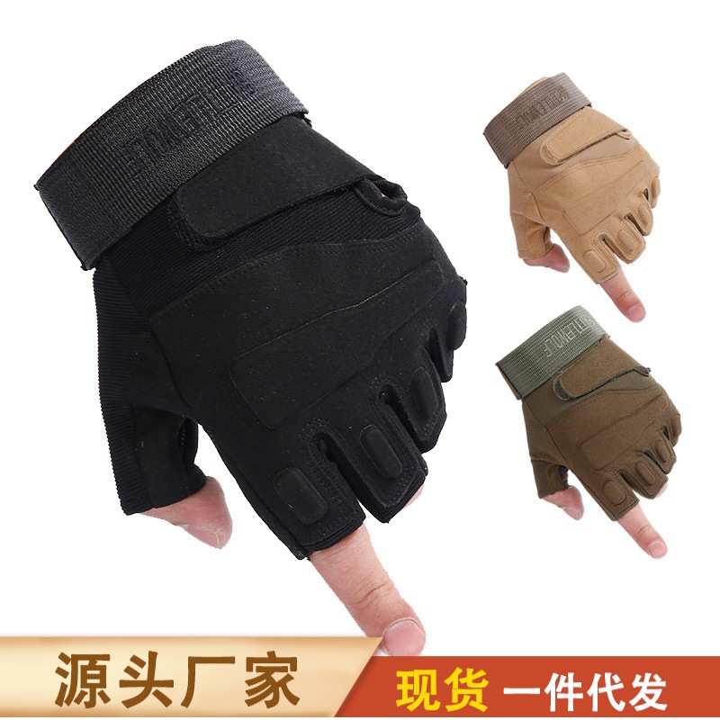 Sports Black Eagle Tactical Half-Finger Gloves, Fingerless military gloves, men's fitness, Men's Outdoor Mountain climbing, Cycling training, driving details Picture