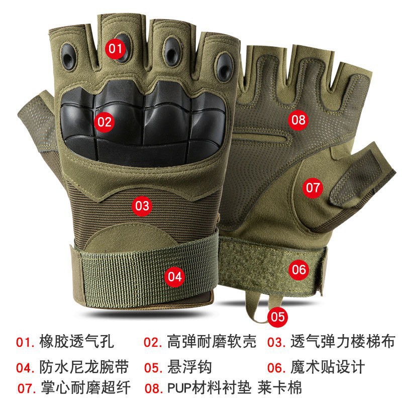 Wholesale of outdoor tactical full-finger gloves, men's cycling, mountain climbing, motorcycle sports, wear-resistant and anti-slip combat protective gloves details Picture