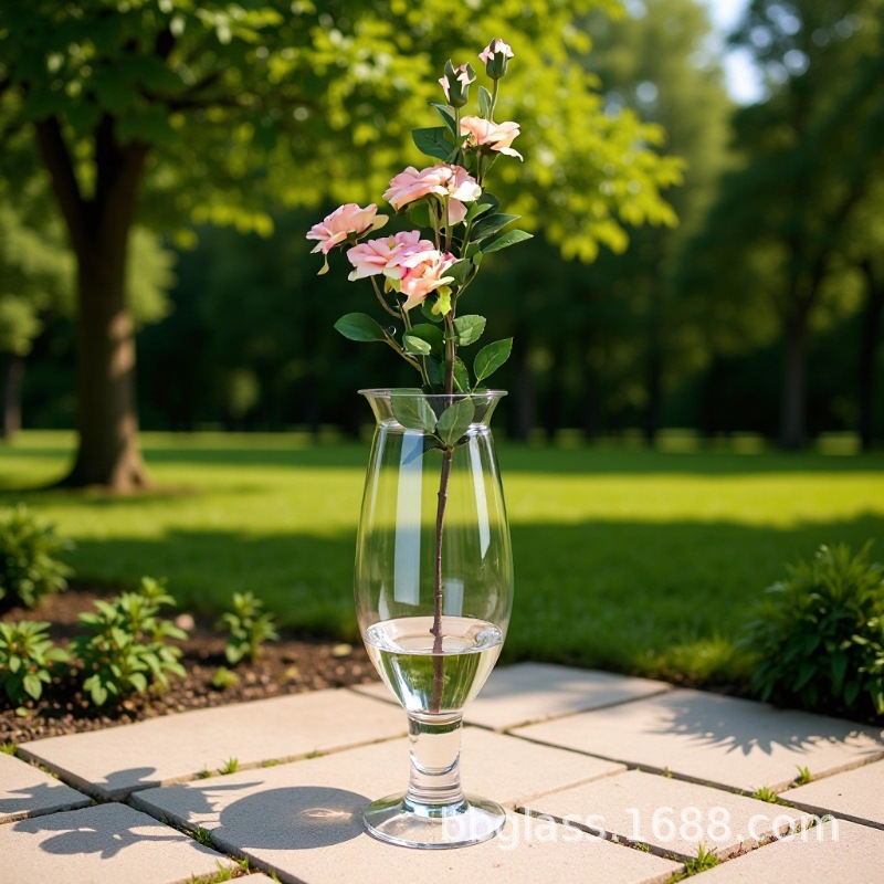 BBGLASS保北玻璃 现代简约玻璃花瓶 高脚带底座花瓶 微景观花瓶 家居婚庆宴会装饰摆件