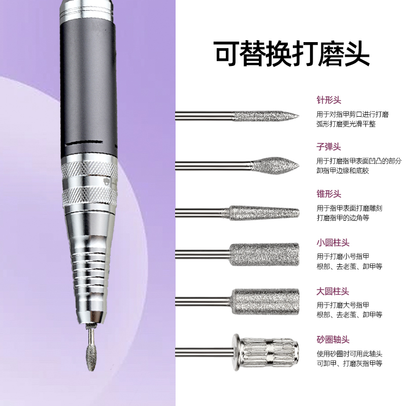 SC 601便携式电动打磨机，小巧高效，适用于美甲、雕刻等多种精细作业。白底实物图