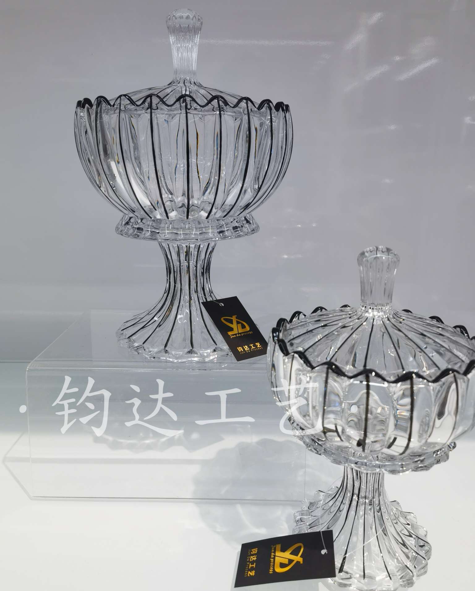 纯手工家居装饰玻璃果盘 高品质手工玻璃装饰果盘 玻璃果盘欧式果盘欧式轻奢水晶果盘浙江义乌