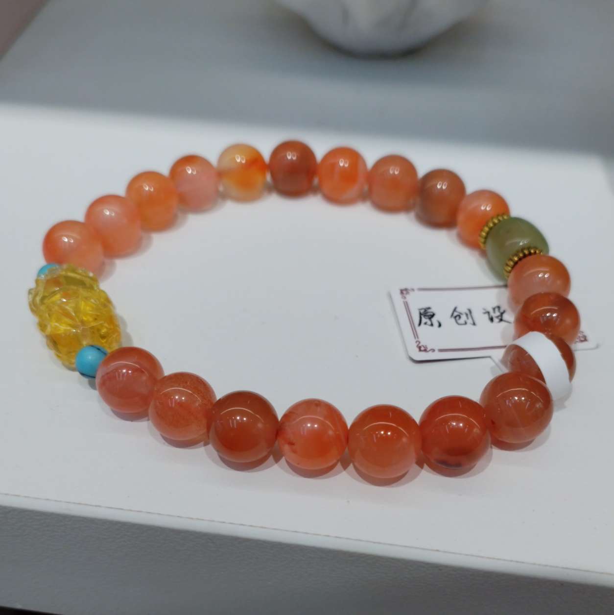 8mm natural crystal bracelet, South red amber and Hetian jade jewelry, fashionable bracelet, simple and versatile accessory gift for women detail image 3