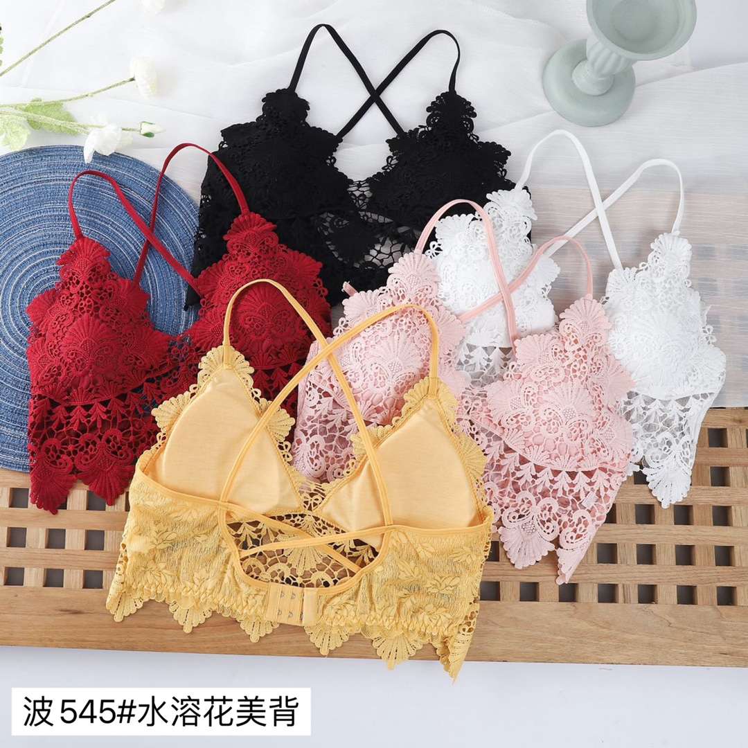 French lace/halter top with chest pads Specification drawing