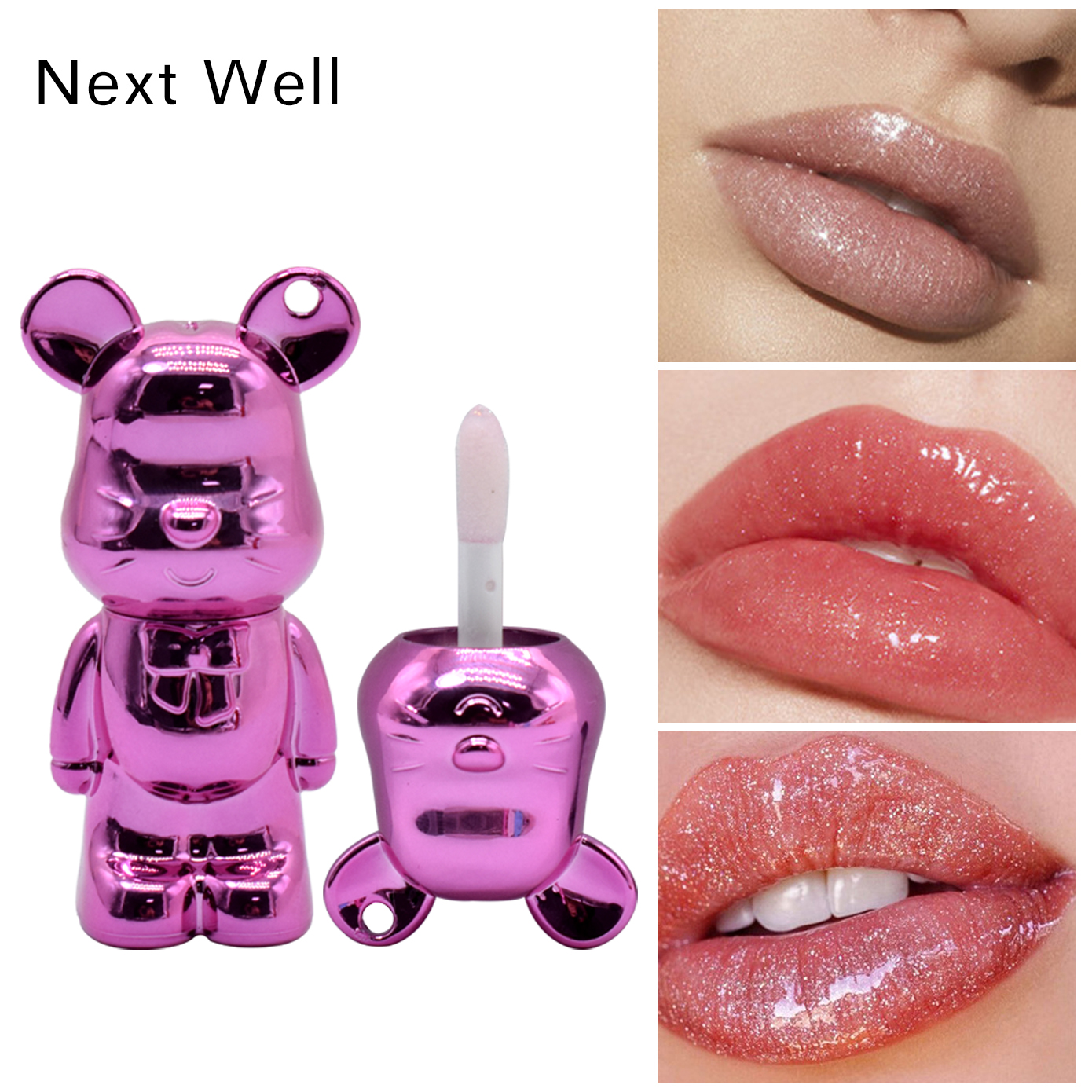 Next Well 萌熊绵雾唇泥雾面哑光丝绒钥匙扣唇釉柔雾素颜显白跨境液体口红暴力熊滋润唇彩