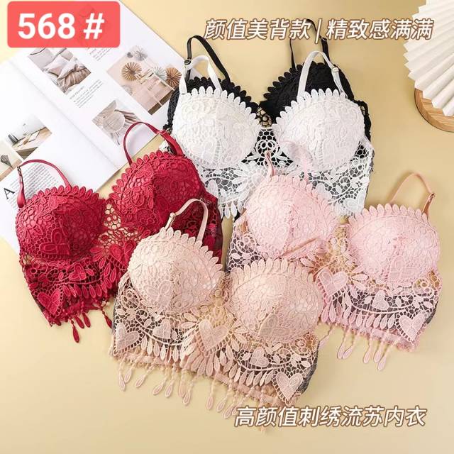 French lace beautiful back bra and vest undefined